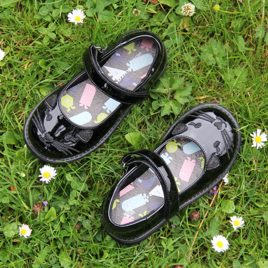 Infant Girls Black Patent School Shoes