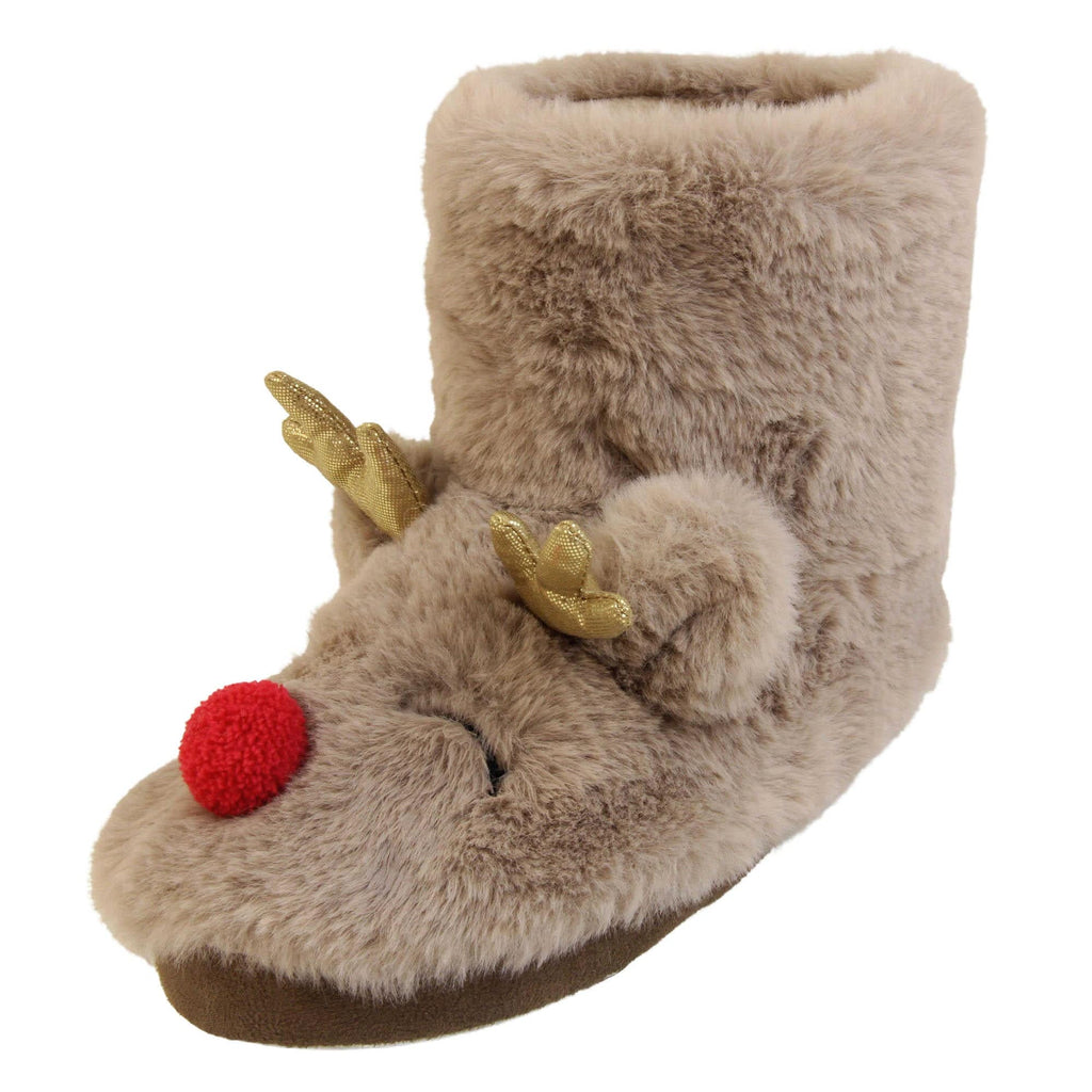 Kids Festive Reindeer Slippers