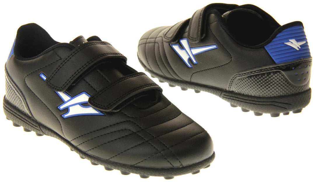 Kids football shoes black with touch fastening straps