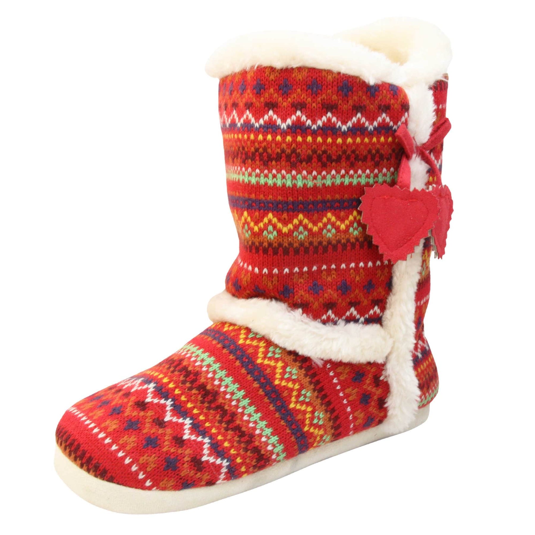 Womens Nordic Slipper Boots | Ladies Red Scandinavian Boot Slippers ...