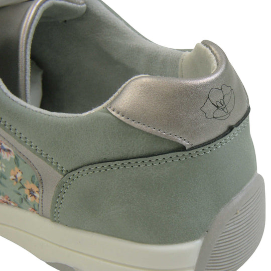 Womens Floral Trainers - Sage Green